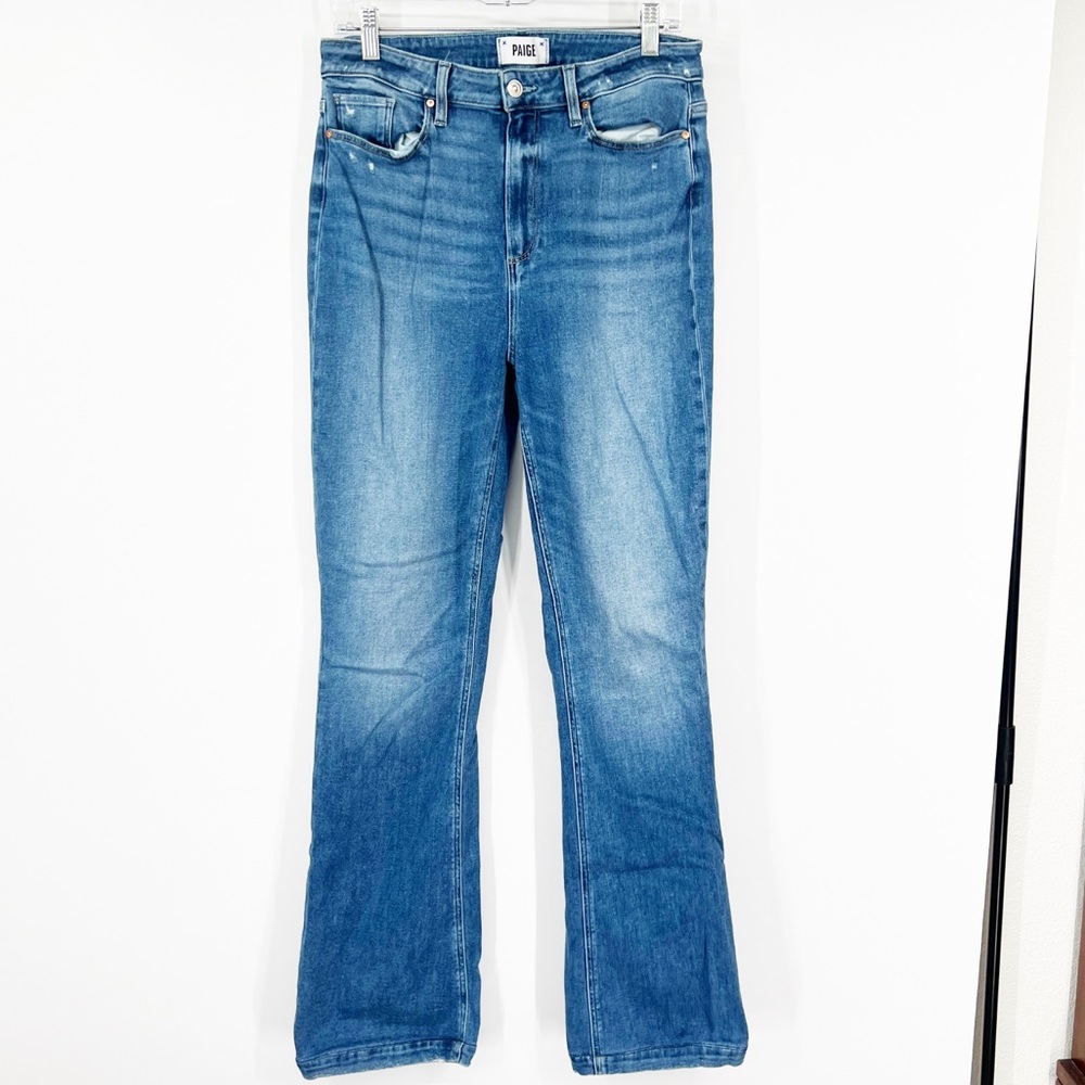 Paige Flaunt Iconic High Rise Flare Jeans in Rock Show Distressed